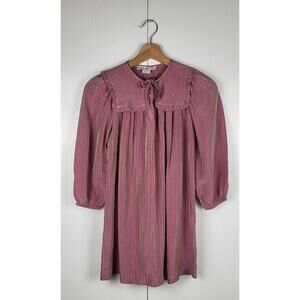 Vintage French Stripe Smock Babydoll Bib Cottagecore Coquette Prairie Top | M